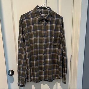 Peter Millar Olive and Navy Plaid Button-Down Shirt